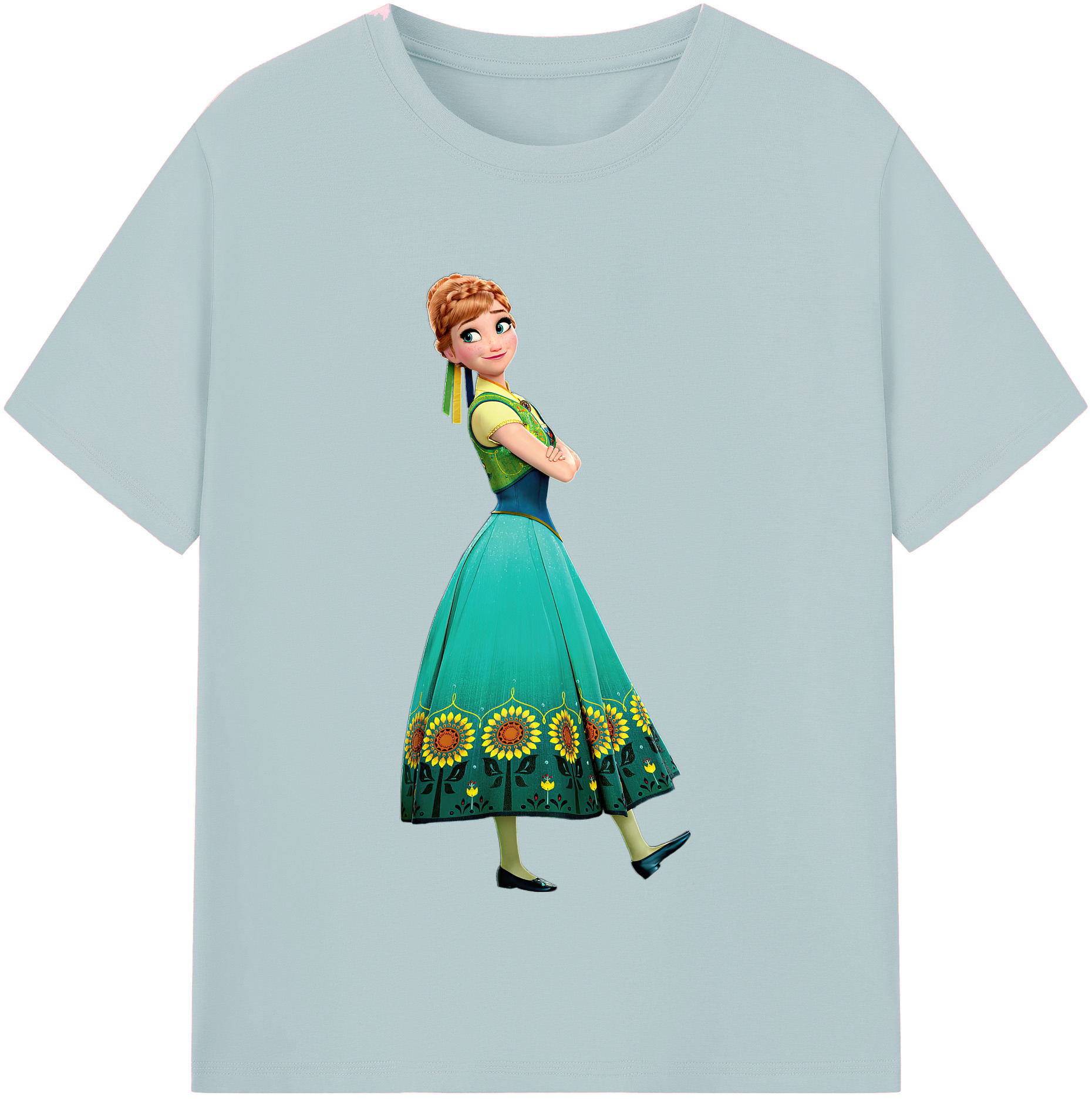 （画像用） アナと雪の女王 アンナ エルサ Frozen Anna Elsa 綿100％半袖Tシャツ（フロントプリント）